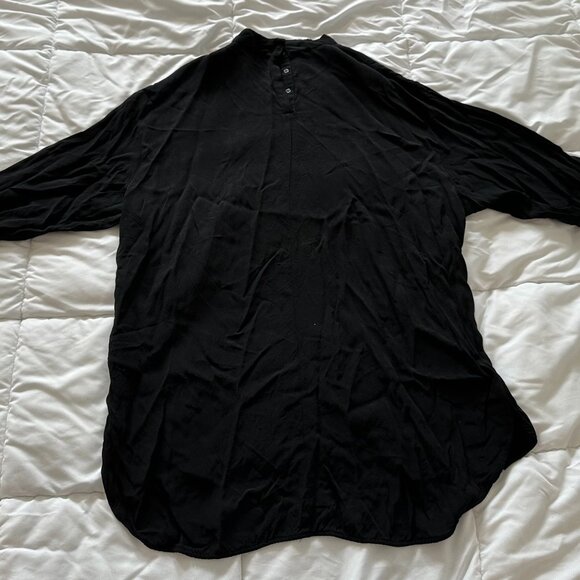 H&M – LONG BLACK LIGHTWEIGHT SHIRT DRESS - Picture 1 of 8